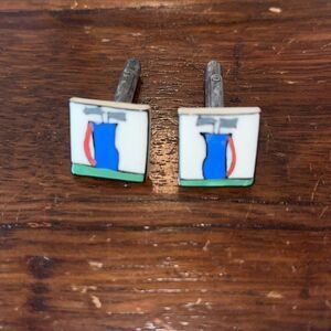 Hand painted Square Cufflinks Golf bag And clubs Design Cuff Links